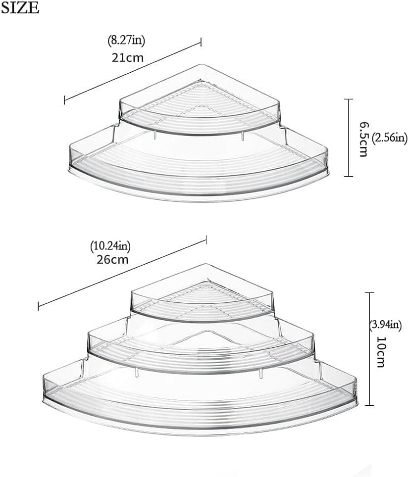 Acrylic Triangle Corner Organizer, Multi Layer Space Saving Solution, Multifunctional Transparent Triangle Storage Organizer, Waterproof Corner Stuff Storage Rack Acrylic Triangle Corner Organizer, Multi Layer Space Saving Solution, Multifunctional Transparent Triangle Storage Organizer, Waterproof Corner Stuff Storage Rack